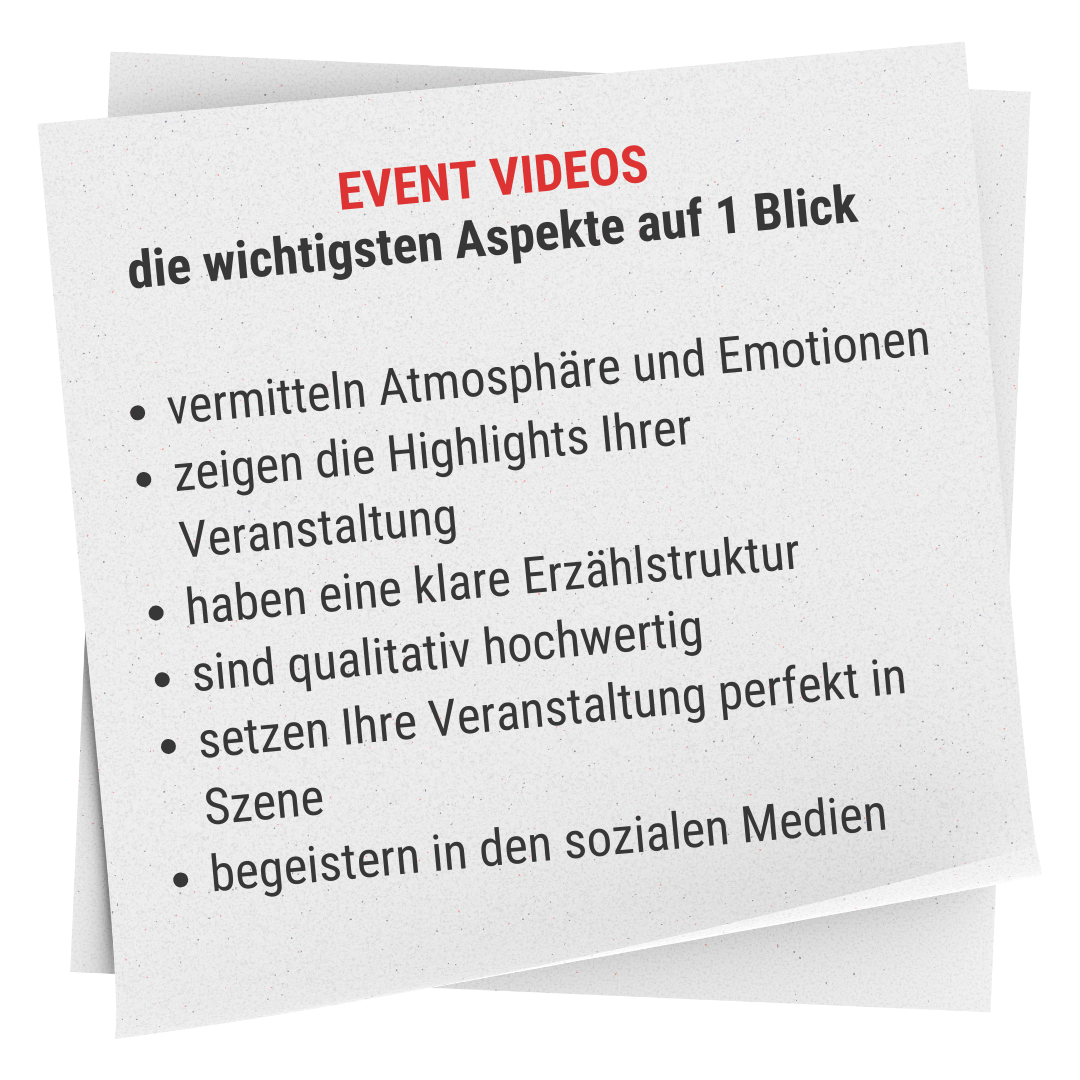 Eventvideos - die wichtigsten Aspekte auf 1 Blick