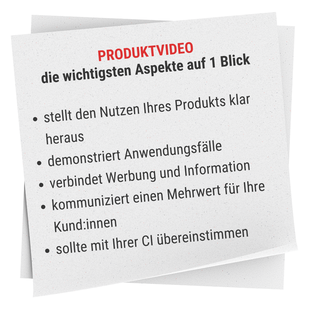 Produktvideo - die wichtigsten Aspekte auf 1 Blick