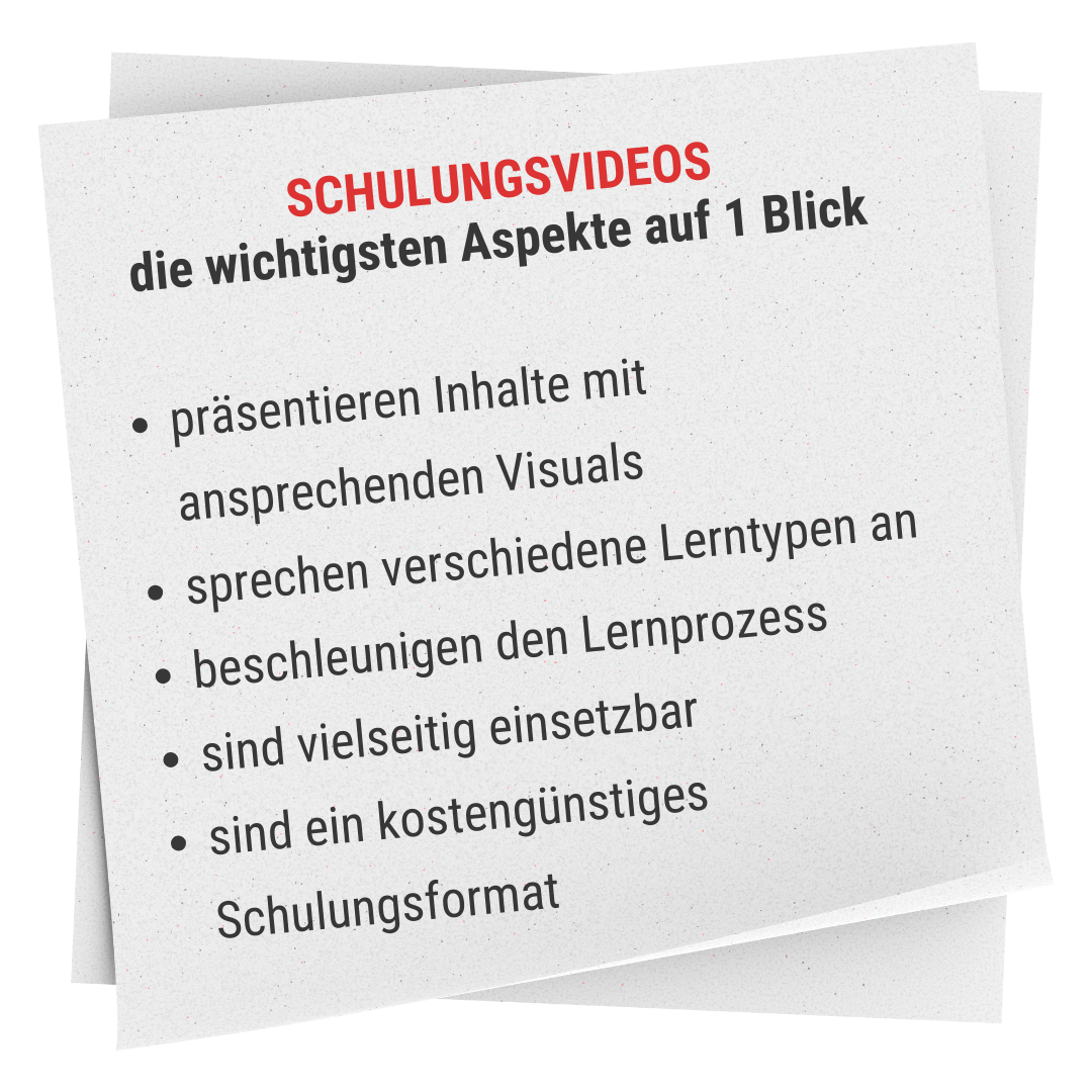 Schulungsvideos - die wichtigsten Aspekte auf 1 Blick