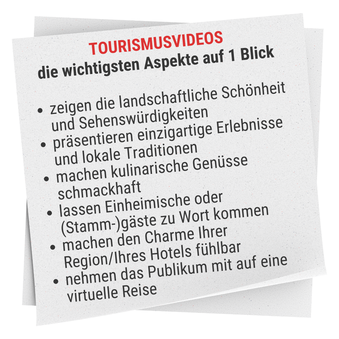 Tourismusvideos - die wichtigsten Aspekte auf 1 Blick