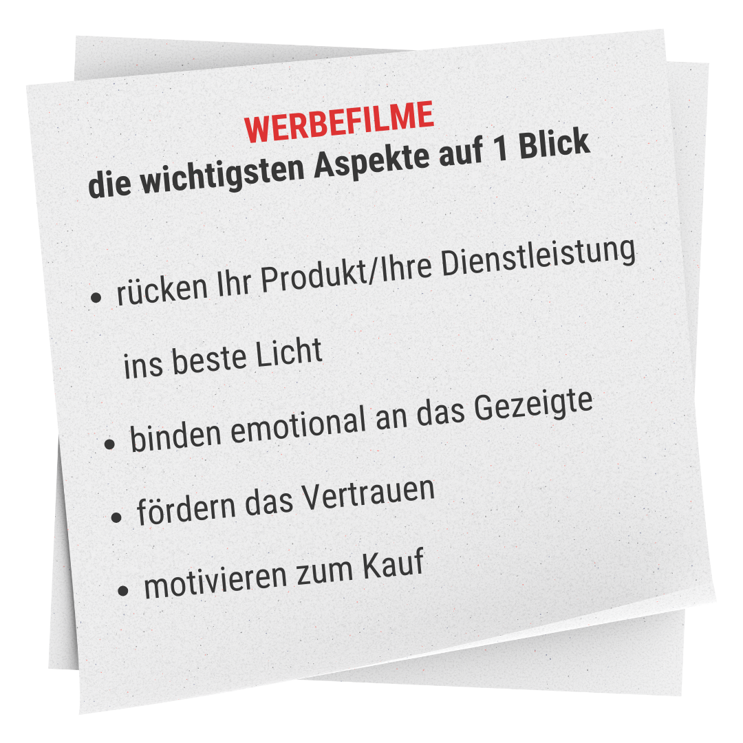 Werbefilme - die wichtigsten Aspekte auf 1 Blick